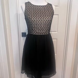 Gianni Bini Size Small- Beautiful Black and Cream Dress with Embroidered Bodice.